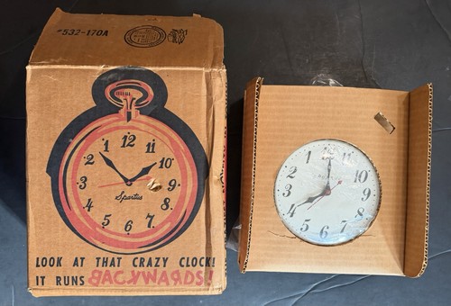 Spartus backwards clock - backwards,